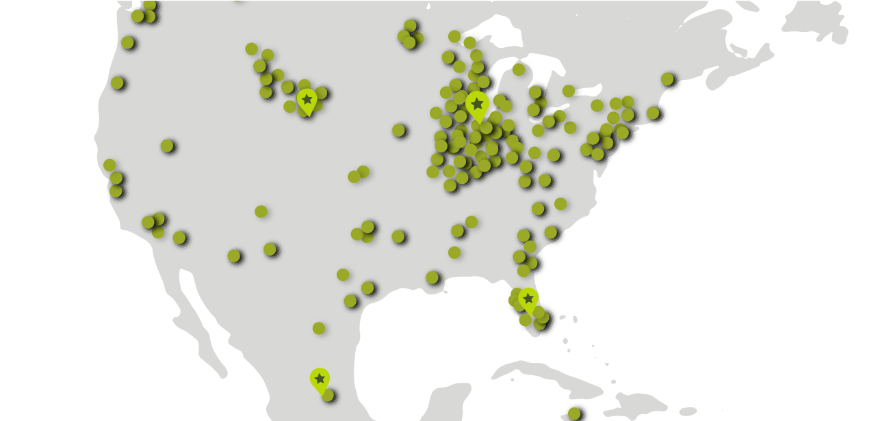 An image of a map, highlighting locations where AKLD has worked.