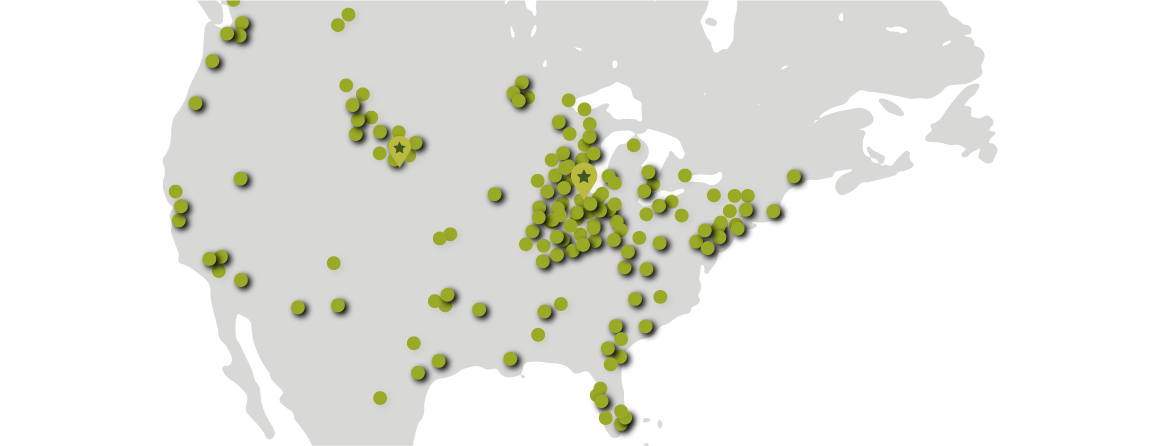 An image of a map, highlighting locations where AKLD has worked.