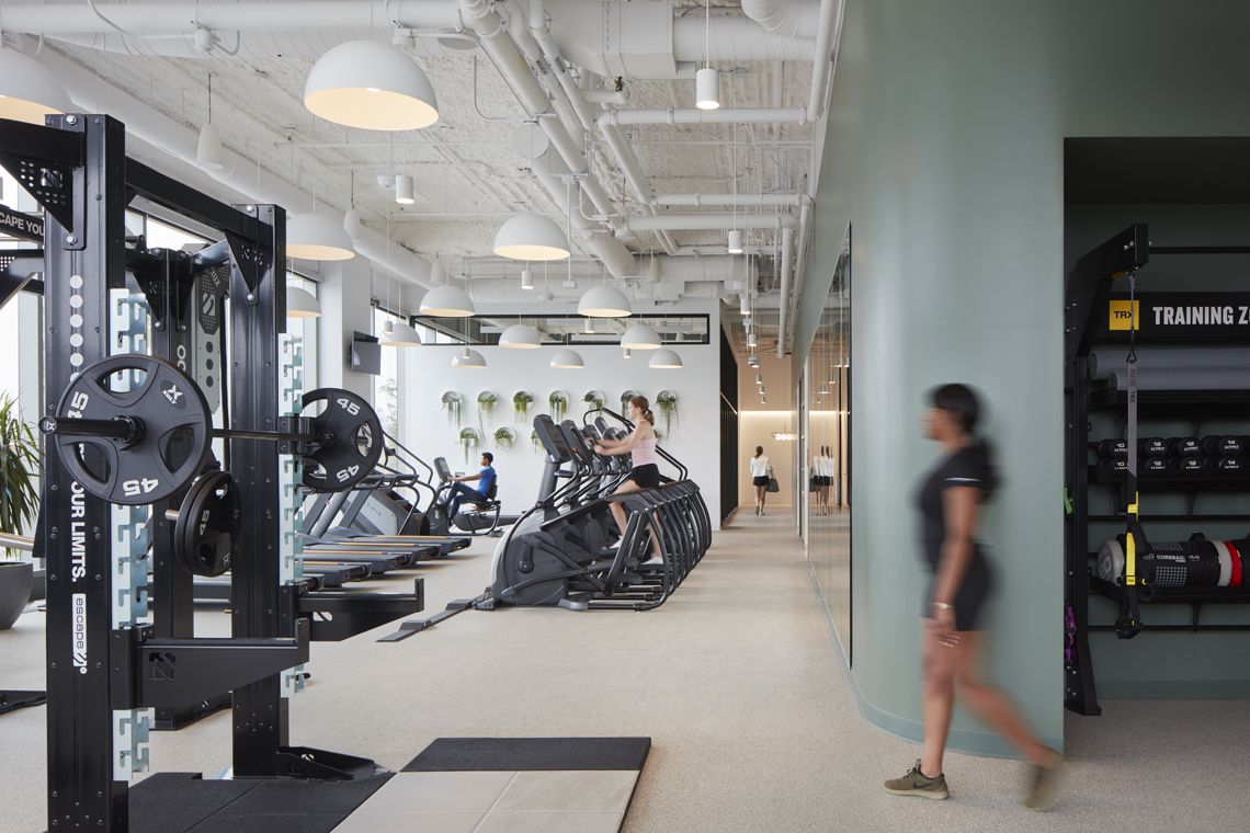 Lincoln Yards Life Sciences Center, gym interior lighting