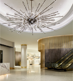 Loews Miami Beach reception area, interior lighting