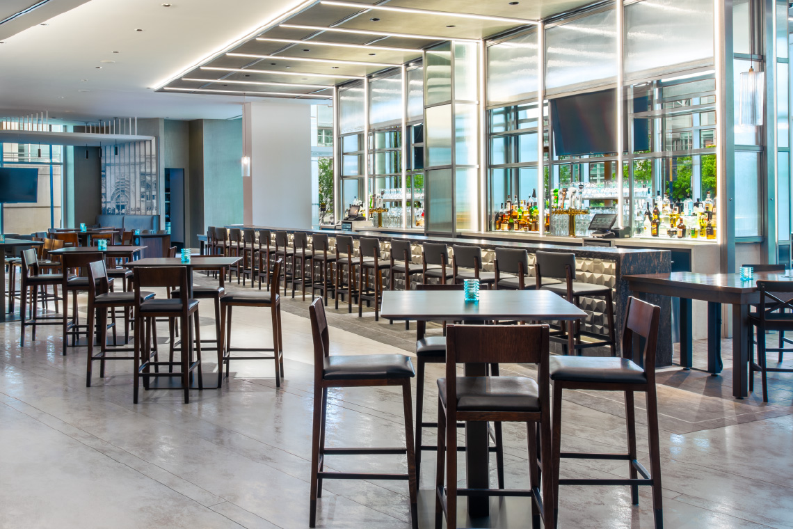 Hyatt Regency McCormick Place guest lounge, interior lighting