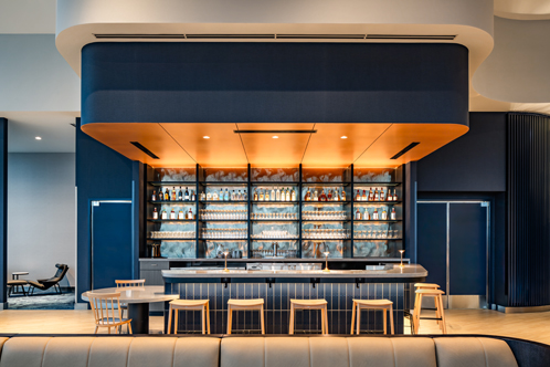Marriott Marquis, McCormick Place indoor seating with a view, interior lighting