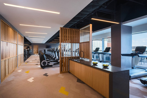 Marriott Marquis, McCormick Place exercise room interior lighting